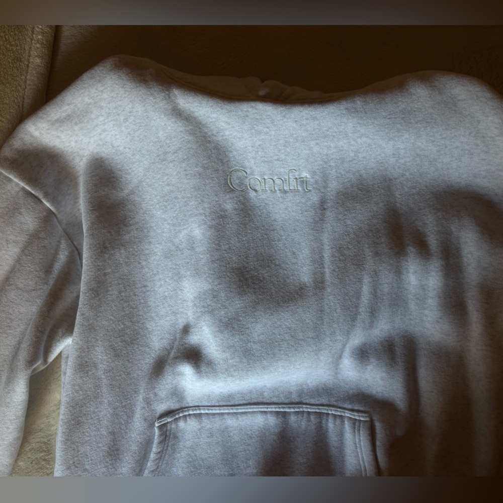Comfrt Women's Light Gray Embroidered Hoodie